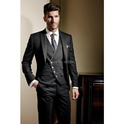 Black Formal Business Mens Suits Designers 2020 Custom Made Wedding Men Suit Tuxedo Slim Fit Groom Wedding Best Man Blazer