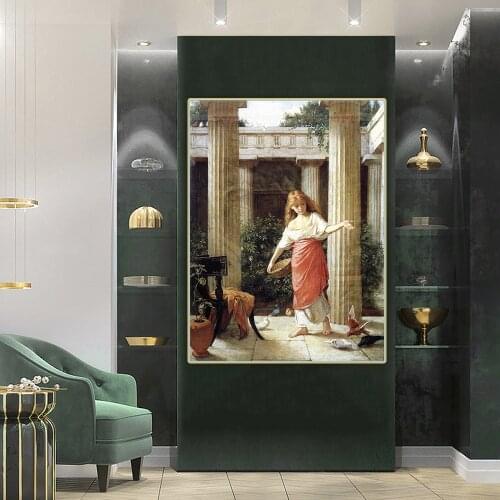 Citon William Waterhouse《In the Peristyle》Canvas Art Oil Painting Artwork Poster Picture Wall Decor Home Living room Decoration