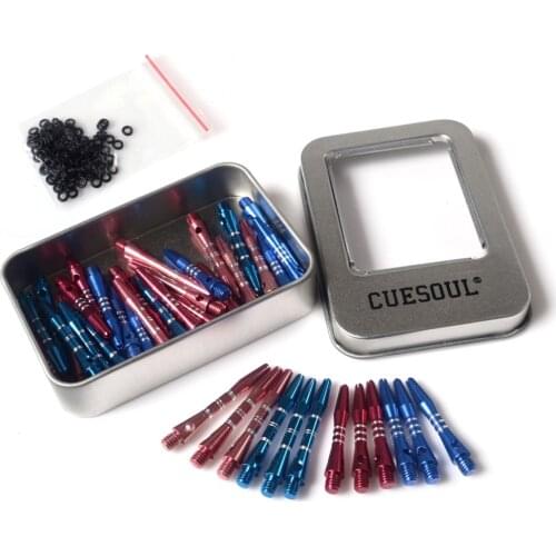 CUESOUL 40pcs/set Mixed Color Aluminium Dart Shafts 2BA 46mm Length Grooved Dart Stems