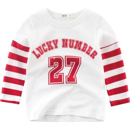 Kids T-shirts Boys Girls Long Sleeve Number Tops Children Autumn Solid Cotton Sweatshirt 2 3 4 5 6 7 8 Years Boy Girl T Shirts