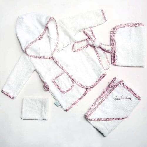 Pierre Cardin Baby Bathrobe Set pink 100 cotton quality baby bath set