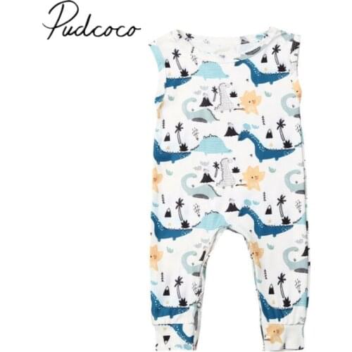 2019 Baby Summer Clothing Newborn Infant Baby Boys Clothes Dinosaur Sleeveless Romper Jumpsuit Casual Sunsuit Playsuit Outfit