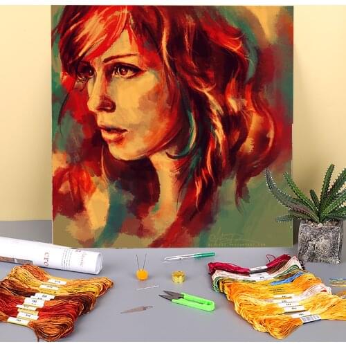 Doodles Printed 11CT Cross-Stitch Set DIY Embroidery DMC Threads Needlework Hobby Handiwork Handicraft Counted Wholesale