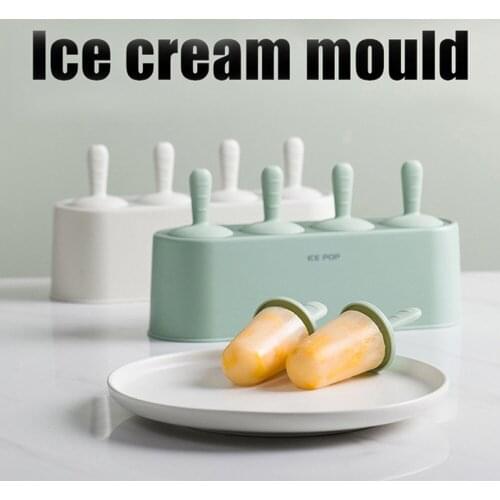 Home Ice Cream Mold Popsicle DIY Tool Silicone 4-hole Ice Mold Children Dessert Ice Cream Mold Kitchen Tools DIY Ice Cream