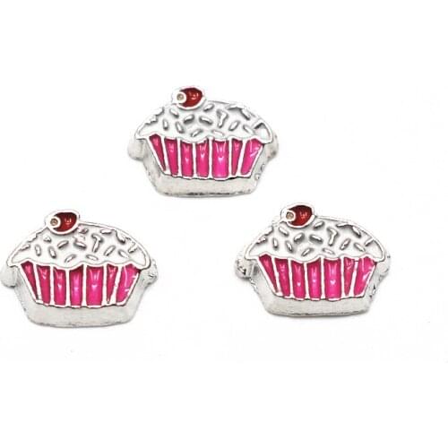 Hot selling 10 pcs/lot silver Pink blue cake floating charms living glass memory floating lockets diy jewelry pendant