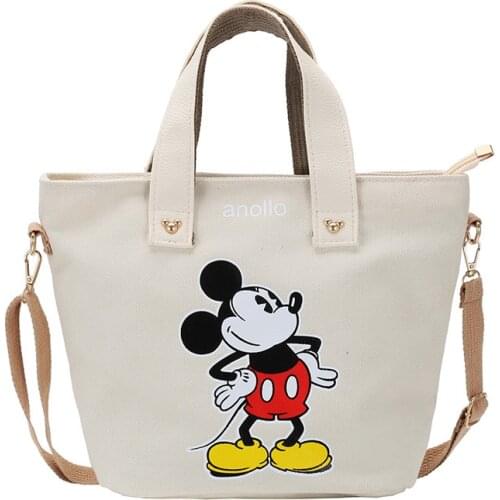 New Mickey Lady Canvas Crossbody Shoulder Bag Cartoon Fashion Cute Handbag Large Capacity Shopping Book Bag Boys&Girls Totes Bag