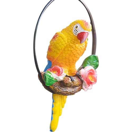 Creative Iron Ring Small Parrot Pendant Garden Park Garden Tree Pendant Gardening Bird Model Resin Crafts Decorative Pendant