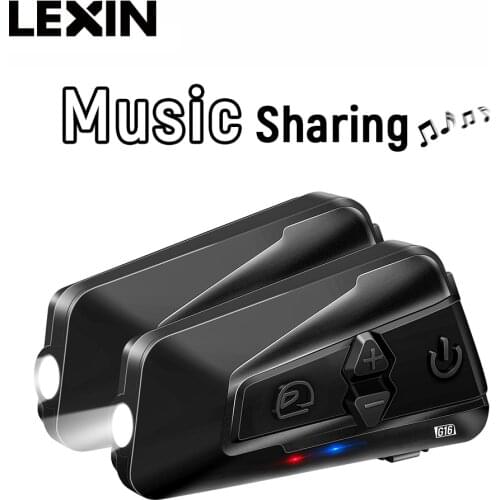 Lexin G16 2PCS Motorcycle Intercom Helmet Bluetooth 5.0 Headset with DSP Noise Cancellation for 16 Bikers, Waterproof/SOS Light