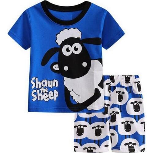 Hot Sale Cartoon Short Sleeve Boys Kids Pajamas Suits Summer New Girls Lovely Sleepwear Sets Childrens Underwear Home Clothing
