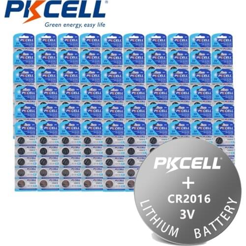 300Pcs PKCELL CR2016 3V Lithium Battery BR2016 DL2016 ECR 2016 Button Batteries for Watch