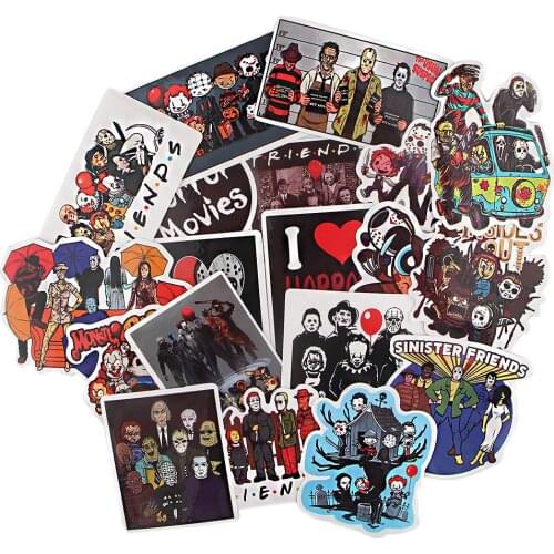 LX328 19PCS Horror Movie Motorcycle Car Removable Luggage Trolley Case Diy Stickers Notebook Stickers Graffiti Stickers