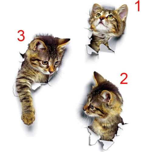 Cute 3D Cat Wall Sticker Bathroom Toilet Living Room Home Decor Decal Background PVC Wall Stickers