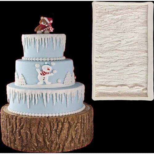 Minsunbak New Soft pottery Simulation bark Tree Forest Plant Silicone Mould Cake surround decoration tools Sugar Craft Tools