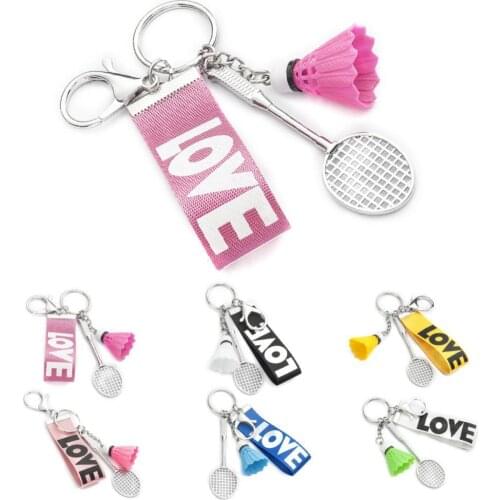 Fashion Mini Battledore Love Unique Design Webbing Pendant Key Ring Holder Keychain Hanging Bag Decor