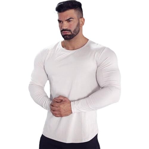 2021 Spring and Autumn Mens T-shirt Casual Running Sports Fitness Training Mans T-shirt Quick-drying Slim Stretch Round Neck