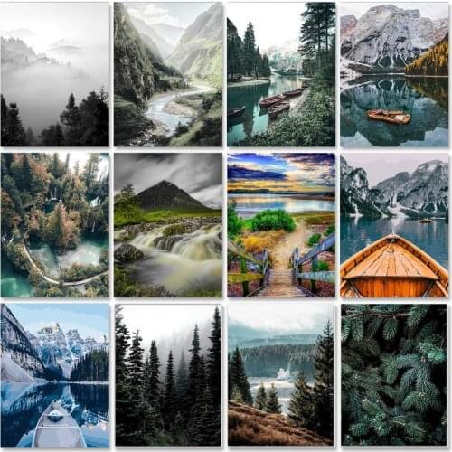 GATYZTORY DIY Paint By Number Canvas Painting Kits Handpainted Gift Oil Painting By Numbers Landscape Home Decor Art