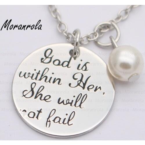 New arried "God is within Her She will not Fail "Copper necklace Keychain,charm Inspirational Religious Jewelry christian