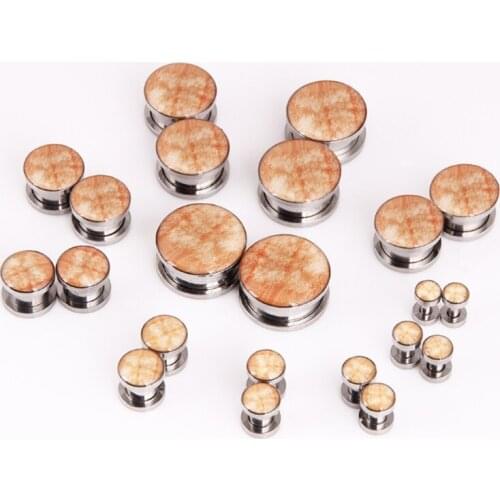 2PCS New Arrival Ear Gauges Plugs Stainless Steel Yellow Tunnels Screw Ear Stretched Piercing Fashion Sexy Body Jewelry Gift