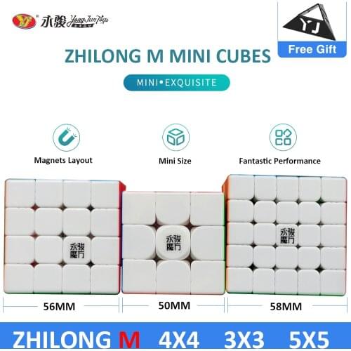 Original YJ Zhilong Mini 3x3 M 4x4 M 5x5 M Magnetic Speed Cubes Small Size YongJun Zhilong Magico Cube Puzzle Toys Magnetic Cube