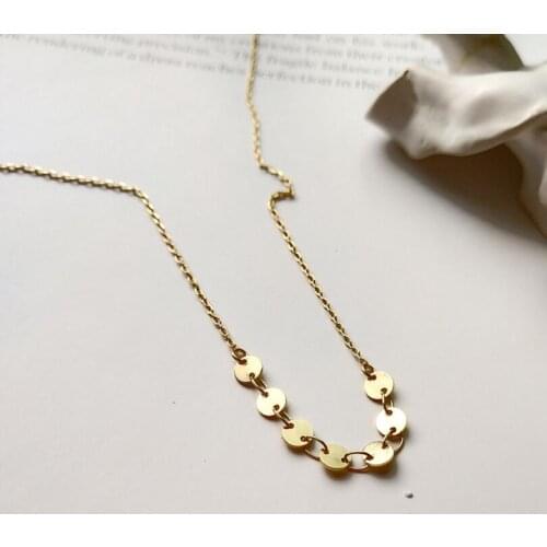 New 925 Sterling Silver Geometric Round Coin Necklace Women Gold Color Circle Star Choker Charm Necklace Womens Silver Jewelry