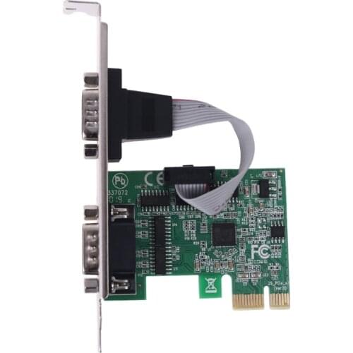 PCIe Dual Serial Expansion Card Chip AX99100 2 Port Industrial DB9 COM RS232 Converter Adapter Controller for Desktop PC