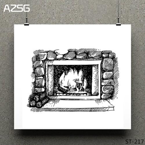AZSG Fireplace Stove Fire Clear Stamps/Seals For DIY Scrapbooking/Card Making/Album Decorative Silicone Stamp Crafts