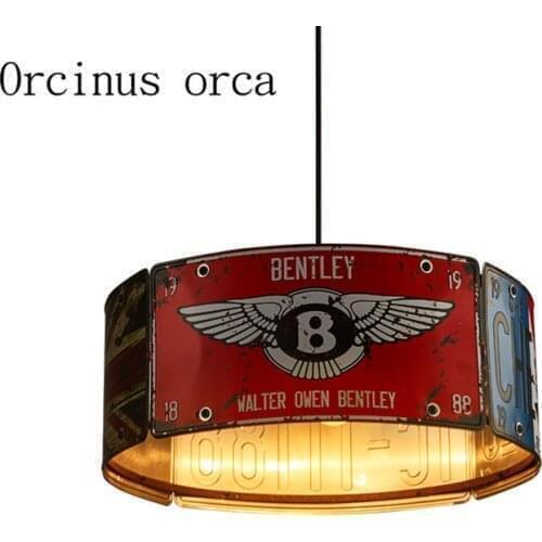Nordic retro industrial wind creative license plate chandelier coffee bar iron Chandelier Postage free