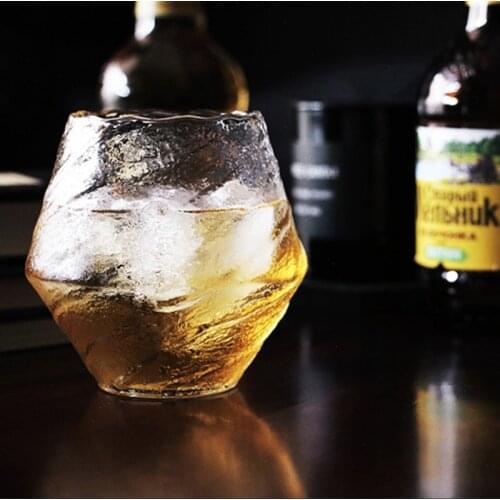 380ml Snow Whiskey Glass Irregular Whisky Rock Glass Artwork Wrinkle Whiskey Cognac Brandy Snifters Cup XO Tumbler