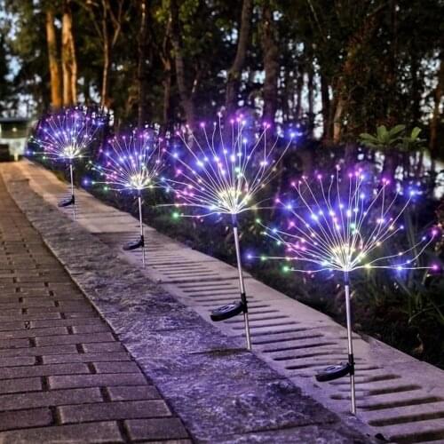 LED Solar String Light Fairy Outdoor Dandelion Fireworks Garden Patio Lawn Street Landscape Decoration Lamp Solar For Christmas