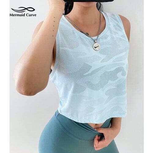 Sexy Crop Top Camouflage Striped Sports Vest Womens Quick-Drying Sleeveless Running Fitness T-Shirt Loose Yoga Vest Summer