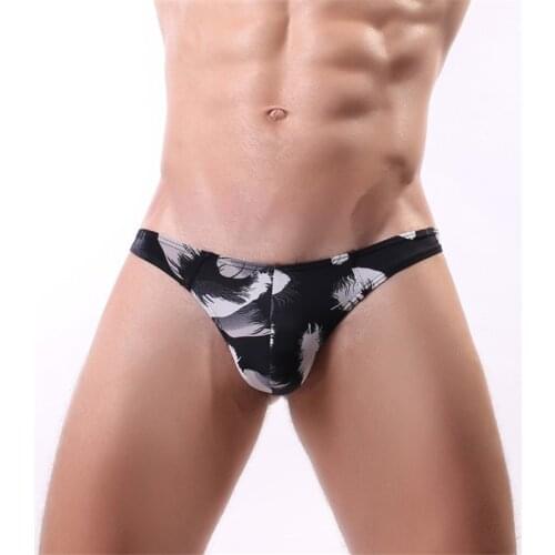 New mens underwear sexy fashion print U convex big bag low waist mens thong T pants comfortable cool large size male Panties