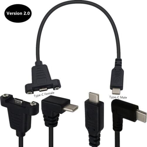 USB C Screw Panel Cable，USB Type C 3.1 Male to Female Extension Panel Mount Adapter Type C Extender Screw Panel Cable