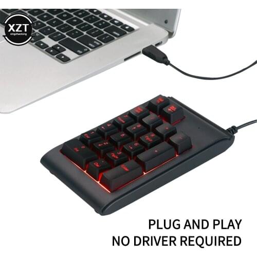 Backlit USB Wired Number/Digital Keyboard 19 Keys 3 Colors Lighting LED Waterproof Mini Numeric Keypad for PC Laptop Accounting