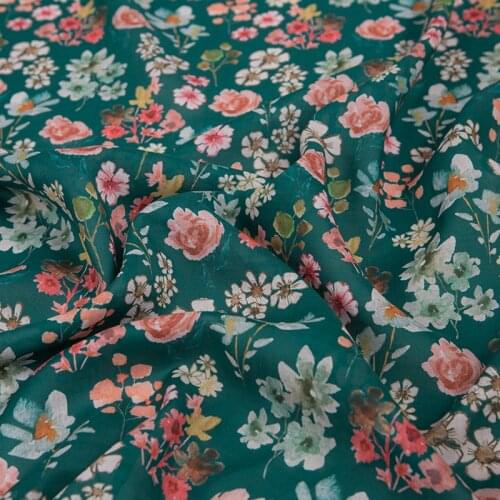 High end pure ramie fabric Beautiful Floret printing sewing fashion dress shirt cheongsam patchwork