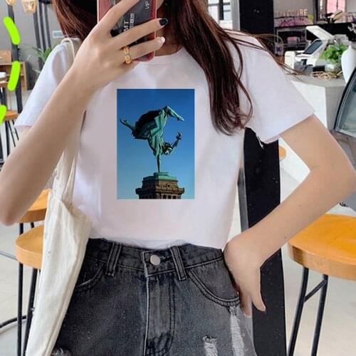 Summer Statue of Liberty T-shirt Women Funny Vintage TShirt women Fashion Soft Casual White T shirts Tops