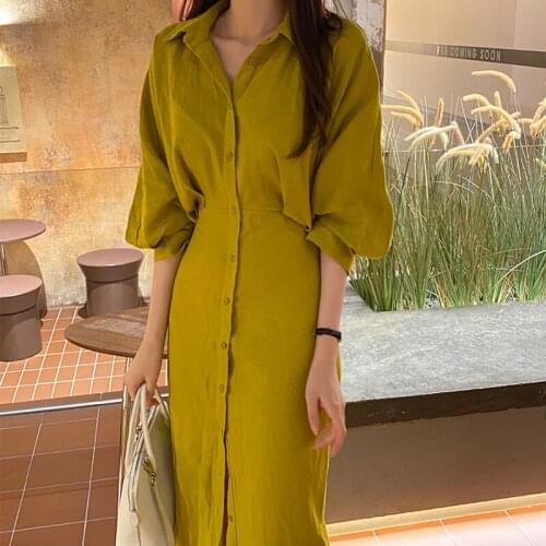 Womens Spring Summer Fashion Designer Long Shirt Dress Female Chic Casual Loose Dress TB621