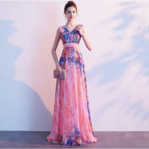 Women Sleeveless Evening Party Bridesmaid Dress Fashion Girls' Sweet Floral Maxi Dress