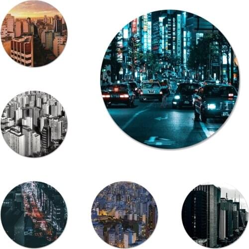 Sao Paulo City Aerial Brazil Icons Pins Badge Decoration Brooches Metal Badges For Clothes Backpack Decoration 58mm