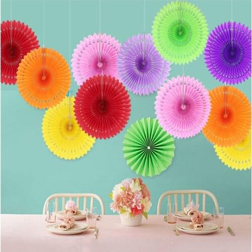 1pcs Colorful Paper Fans Birthday Party Hanging Decor Hang Swirl for Mexican Party Supplies Home Wall Baby Shower Decorations