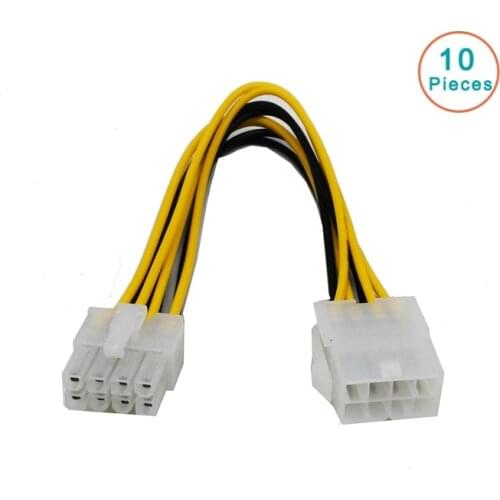 10pcs/lot 8 pin ATX 12V CPU EPS P4 Power Extension Cable 8pin 18cm