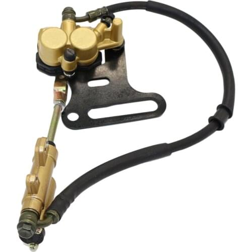 12mm Rear Disc Hydraulic Brake Assembly Caliper Master Cylinder with Pad for 50cc-125cc ATV Go Kart Quad (Golden)