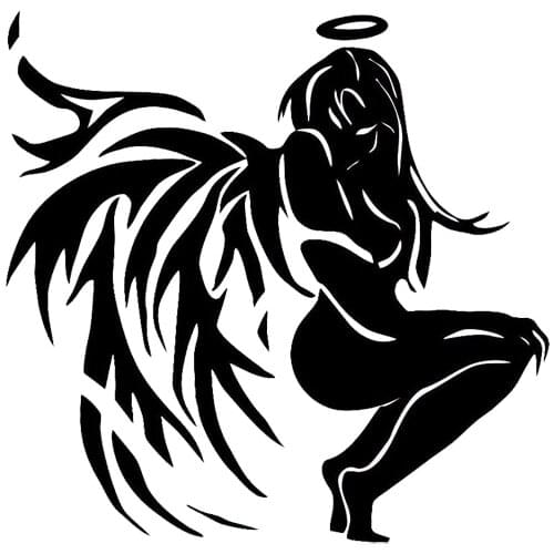 13.1*12.8CM Sexy Hot Dark Angel Car Stickers Covering The Body Reflective Vinyl Decals Black/Silver C7-0869