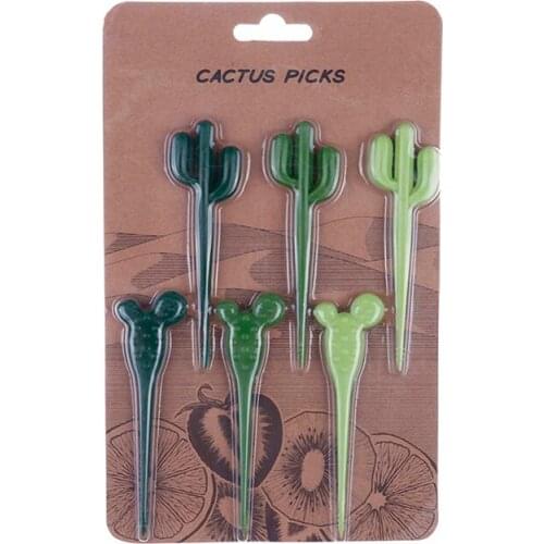 6pcs/pack Cactus Fruit Forks Dessert Forks Toothpick Kids Tableware Food Picks