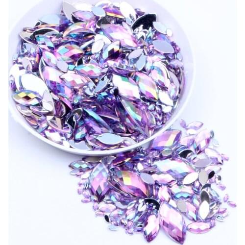 Acrylic 3x6mm 10000pcs AB colors Flatback Marquise Earth Facets Acrylic Rhinestone Strass High Shine Nail Art DIY Decorations