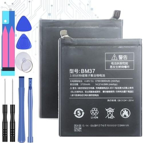 Free Tool for Xiaomi Mi 5S Plus Battery BM37 3800mAh for Xiaomi Mi 5S Plus MI5S Plus BM37 Replacment Phone Battery