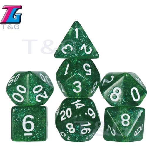 Glitter Power 7pc/lot High Quality Dice Set D4,6,8,10,10%,12,20 Dnd Rpg TRPG Digital for Board Game,educational Accessories
