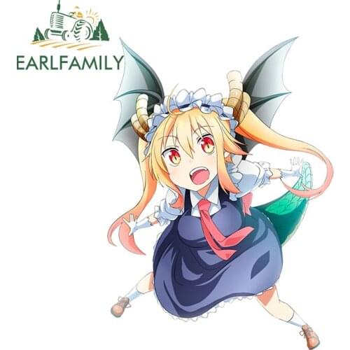 EARLFAMILY 13cm x 9.6cm For Miss Kobayashis Dragon Maid Car Sticker Waterproof Vinyl Car Wrap Decal Creative Occlusion Scratch