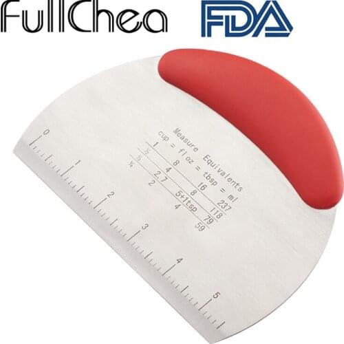 FullChea Cooking Tools Red Dough Knife Stainless Steel Cake Bread Baking Pastry Spatula Bread Dough Knife Pastry Spatula