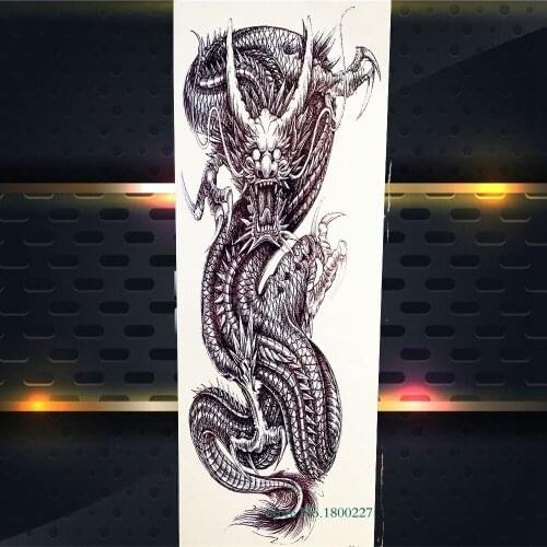 Indian Black Dragon Myth Temporary Tattoo Stickers Full Body Art ARm Sleeve Tattoo Paste Waterproof Fake Flash Tatoo Men Girl