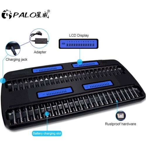 PALO smart intelligent battery charger for aa/aaa with lcd display 48 slots fast charger for nimh aa AAA rechargeable battery